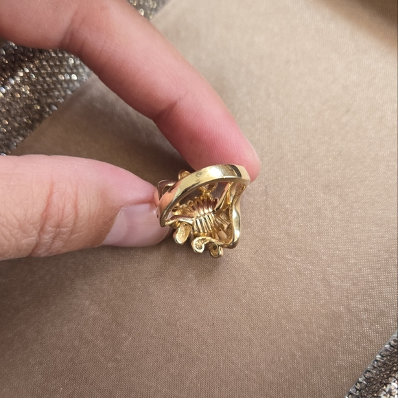 Vintage 14k Gold Clam Shell Pearl Ring - Picture 8 of 13